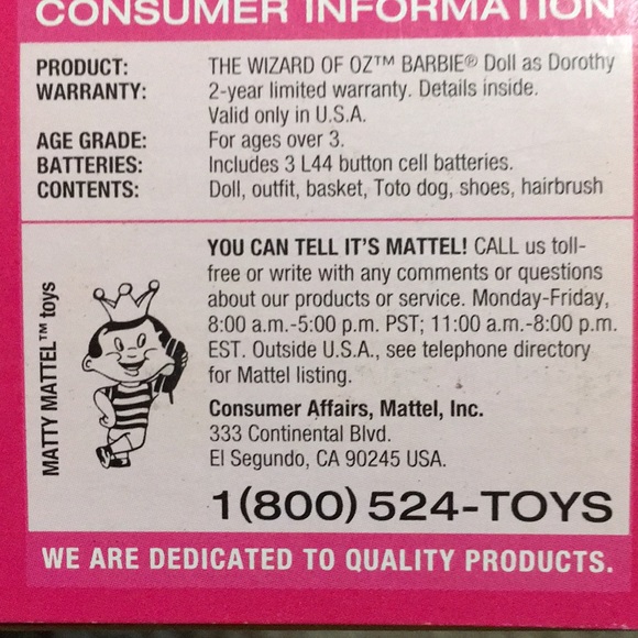 Vintage New in Box 1999 Mattel Barbie "Dorothy" The Wizard Of Oz with Toto. - Picture 8 of 9